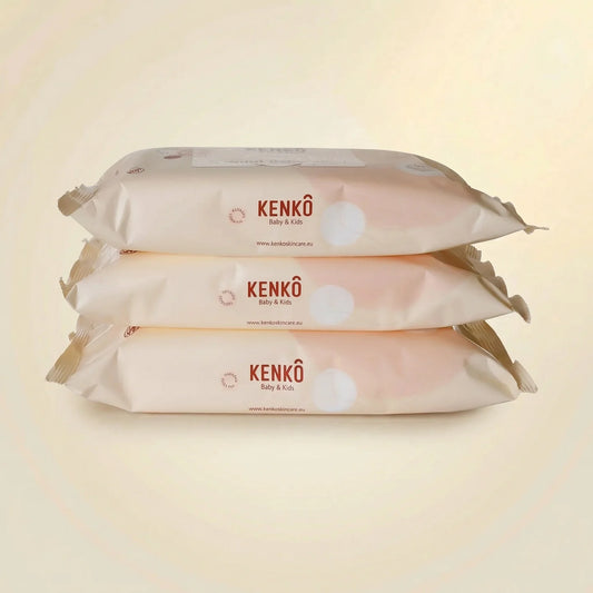 Natural Baby Wipes with Diaper Cream - Set of 3x 54 wipes - Kenkô