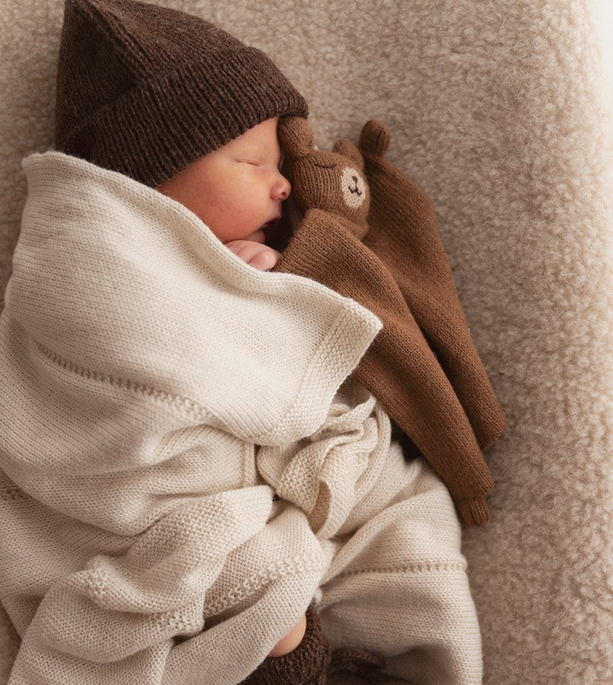 Gebreid knuffeldoekje - Alpaca wol - Teddy/Beer - Nut/Bruin - Main Sauvage