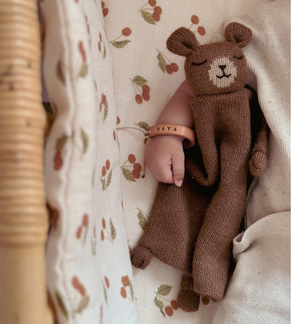 Knitted comforter - Alpaca wool - Teddy bear - Nut/Brown - Main Sauvage