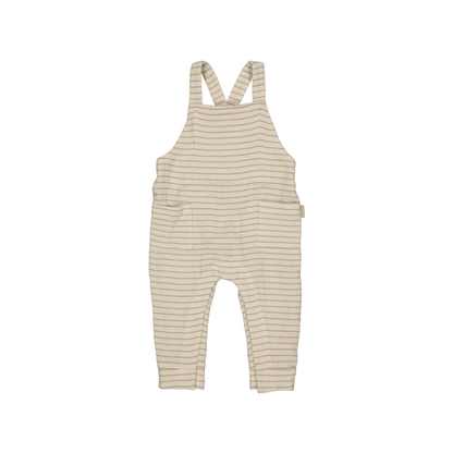 Tuinbroekje baby - Myles - Biologisch katoen - Taupe lines - Levv Labels voorkant