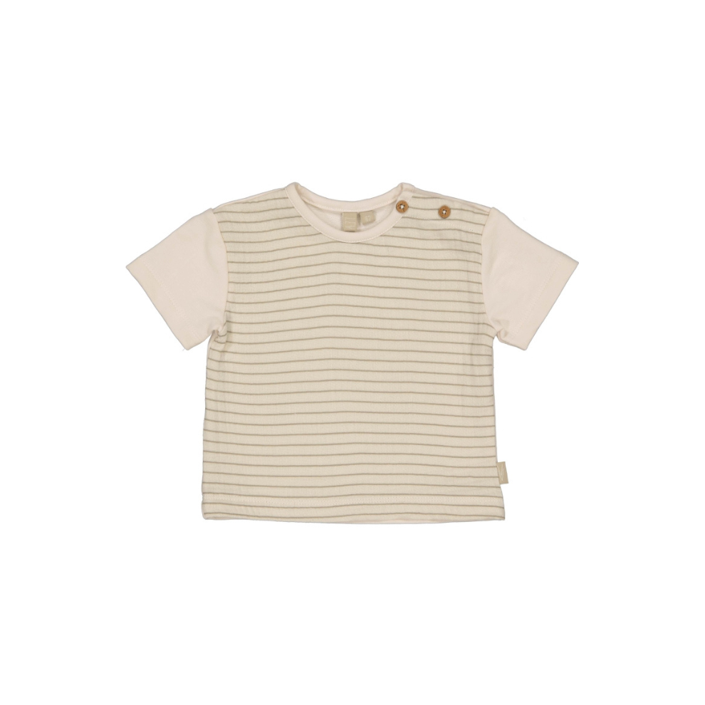 T-shirt Martin - Biologisch katoen - Taupe lines - Levv Labels voorkant