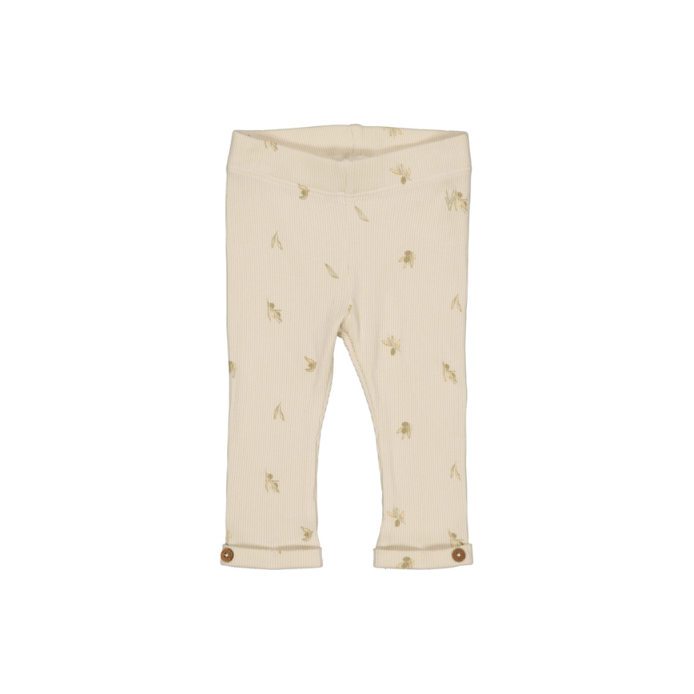 Legging Menno - Biologisch katoen - Beige/Green Sketch - Levv Labels voor