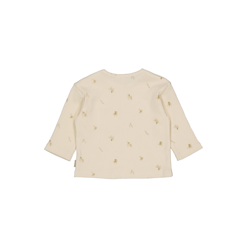 Top met lange mouw - Marko - Biologisch katoen - Beige/Green Sketch - Levv Labels achter