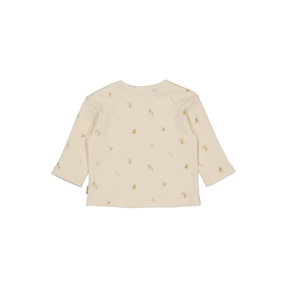 Top met lange mouw - Marko - Biologisch katoen - Beige/Green Sketch - Levv Labels achter