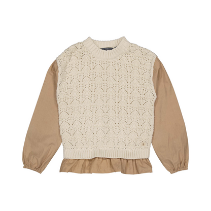 Top met gilet Vere - Katoen - Dark sand/beige - Levv voorkant
