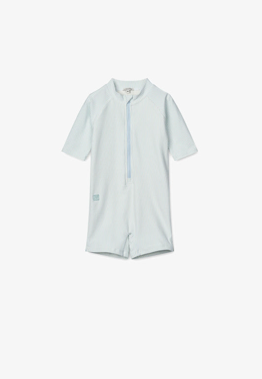 Liewood - Max Seersucker Short-sleeve UV Jumpsuit SPF40- Zwempakje - Vooraanzicht