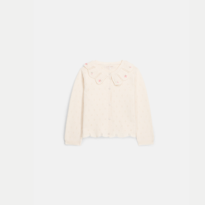 Gebreid vestje - Cardigan Mynalette - Katoen - Cream - Louise Misha voorkant