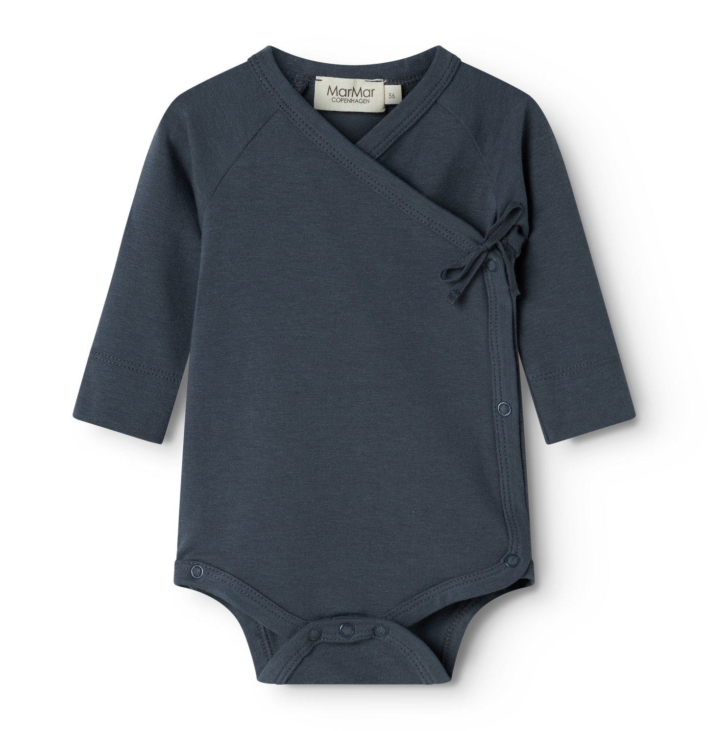 MarMar Copenhagen Belita Wikkelromper met Lange Mouwen – Zacht Baby Romper  Biologisch Katoen & TENCEL™ Modal blue donnkerblauw navy
