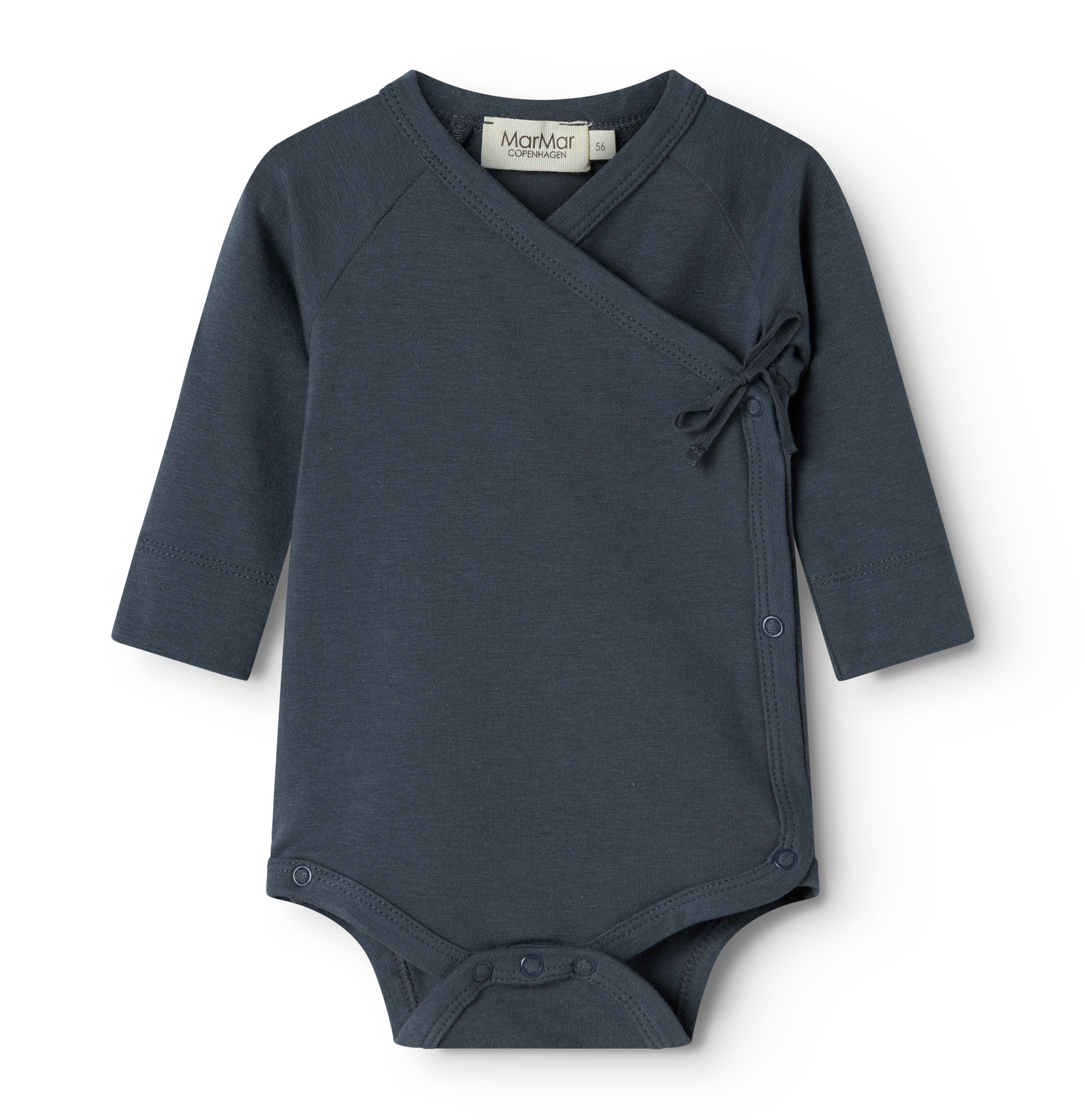 MarMar Copenhagen Belita Wikkelromper met Lange Mouwen – Zacht Baby Romper  Biologisch Katoen & TENCEL™ Modal blue donnkerblauw navy
