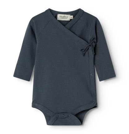 MarMar Copenhagen Belita Wikkelromper met Lange Mouwen – Zacht Baby Romper  Biologisch Katoen & TENCEL™ Modal blue donnkerblauw navy