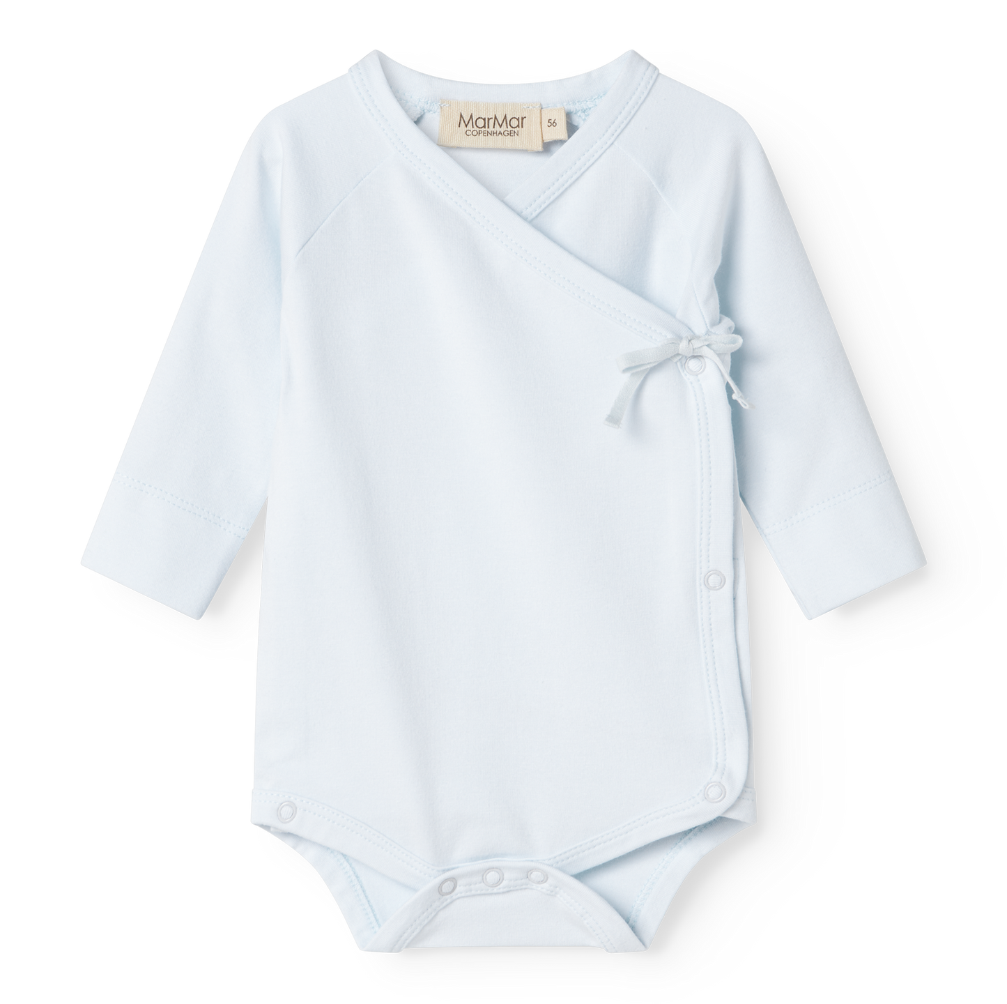 MarMar Copenhagen Belita Wikkelromper met Lange Mouwen – Zacht Baby Romper  Biologisch Katoen & TENCEL™ Modal light blue lichtblauw