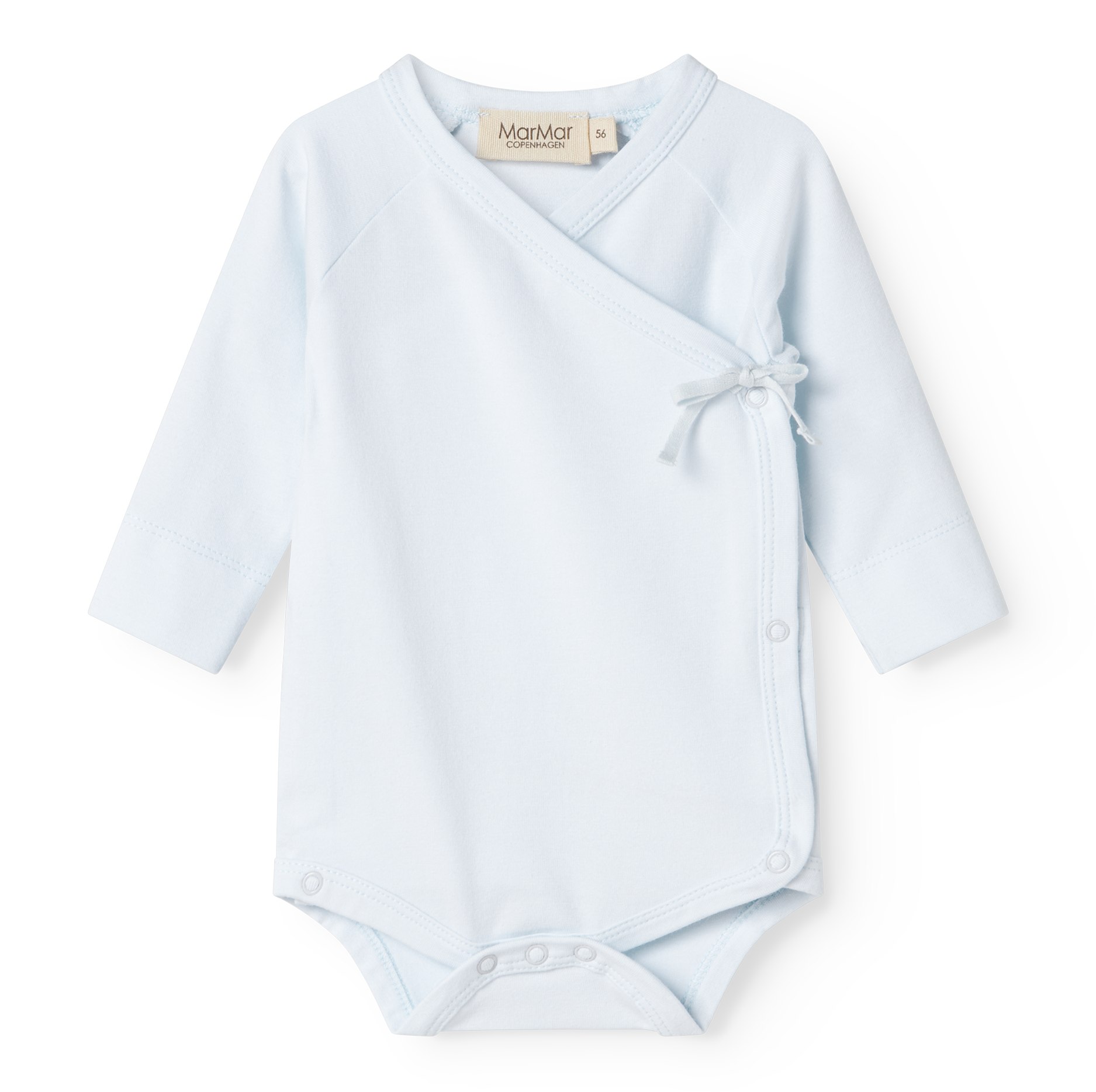 MarMar Copenhagen Belita Wikkelromper met Lange Mouwen – Zacht Baby Romper  Biologisch Katoen & TENCEL™ Modal light blue lichtblauw