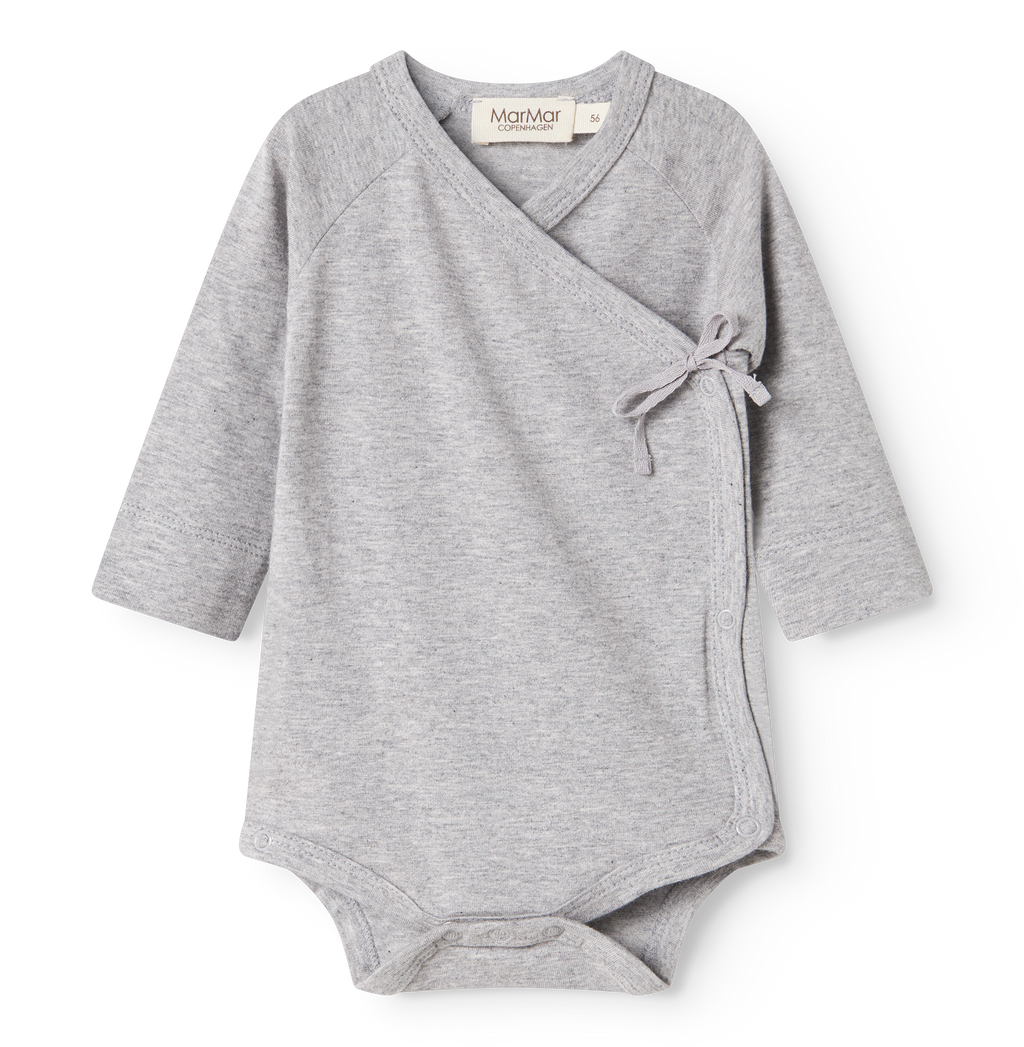 MarMar Copenhagen Belita Wikkelromper met Lange Mouwen – Zacht Baby Romper  Biologisch Katoen & TENCEL™ Modal grey melange grijs
