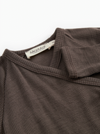 Boxpakje overslag - Rula Wool Rib - Merinowol - MarMar Copenhagen  detail terre donkerbruin