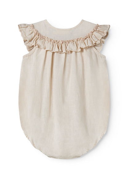 Linnen romper Rine - Ruffles - Kit/Beige - MarMar Copenhagen achter