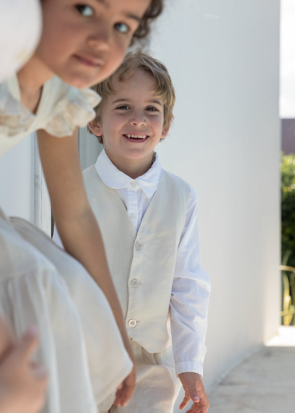 Linnen kort broekje - Pinon - Kit/Beige - MarMar Copenhagen kind