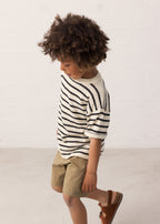 T-shirt Titan SS - Linnen/katoen - Linen Mix Stripe - MarMar Copenhagen kind