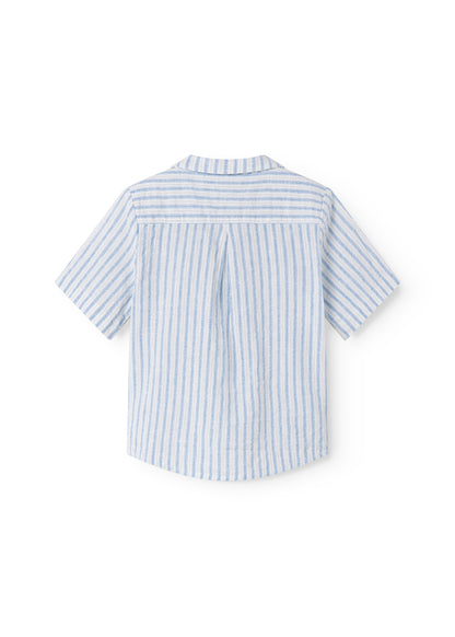 Blouse Tage - Linnen/katoen - Surf Blue Stripe - MarMar Copenhagen achter
