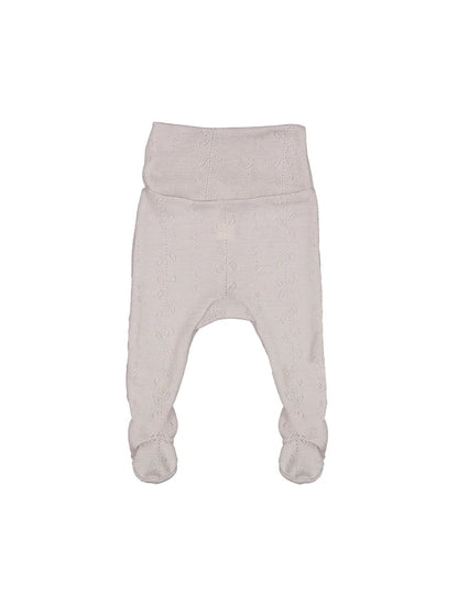MarMar Copenhagen Piva broekje Pointelle in 100% merinowol zacht wit merinowol baby broekje met voetjes  en elegant pointelle breisel voor newborn soft dove
