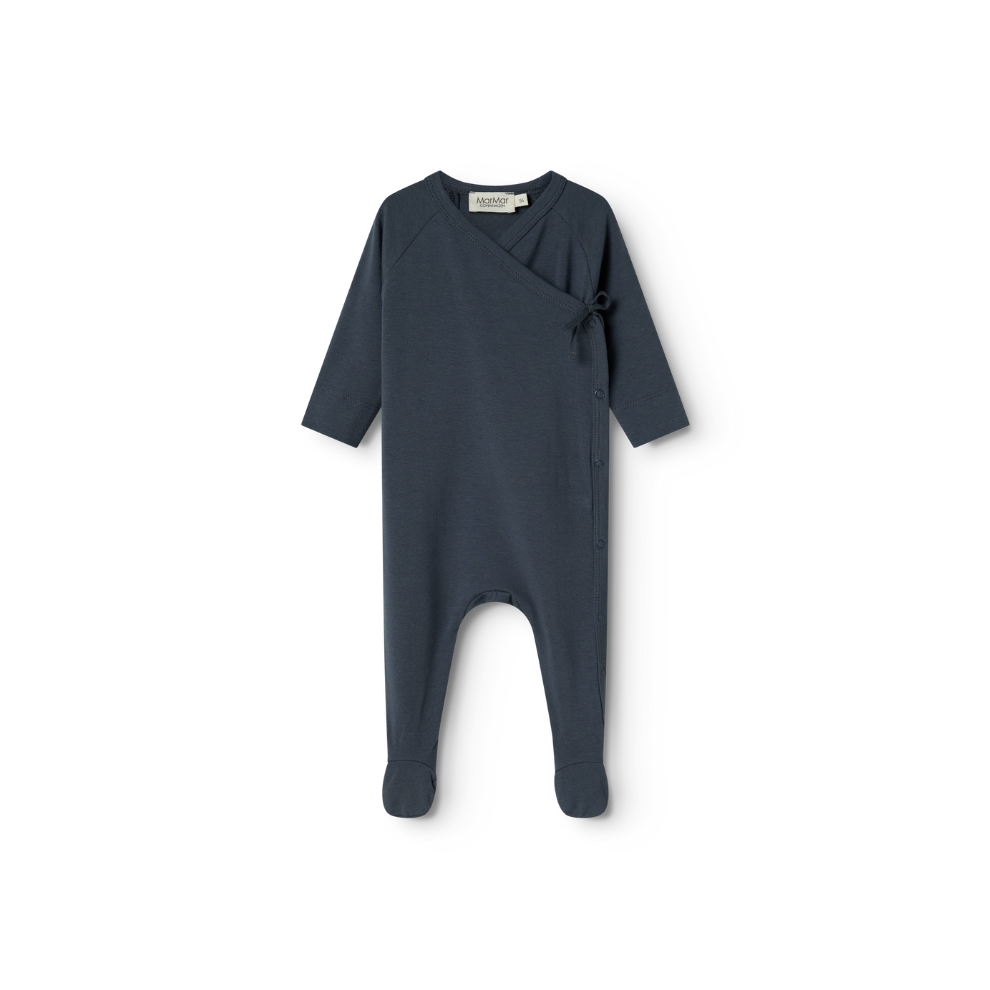 MarMar Copenhagen Rula Modal Boxpak met Voetjes  Zacht Overslag Baby Jumpsuit Biologisch Katoen en TENCEL™ Modal blue donkerblauw navy