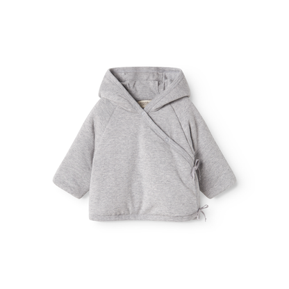 MarMar Copenhagen Rex Modal Padded Jacket Jasje met Capuchon en Omvouwbare Mouwen TENCEL™ Modal en Biologisch Katoen grey melange grijs