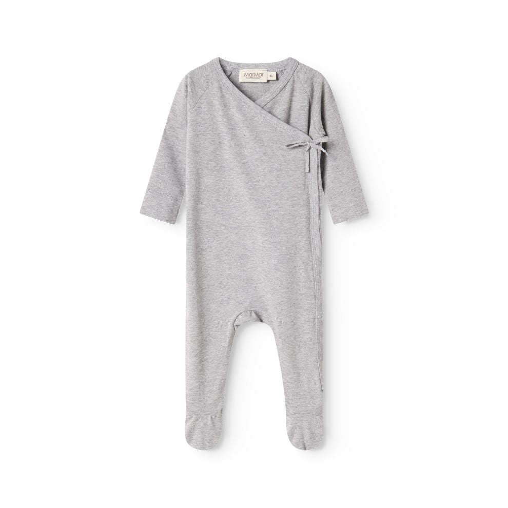 MarMar Copenhagen Rula Modal Boxpak met Voetjes  Zacht Overslag Baby Jumpsuit Biologisch Katoen en TENCEL™ Modal light grey melange grijs