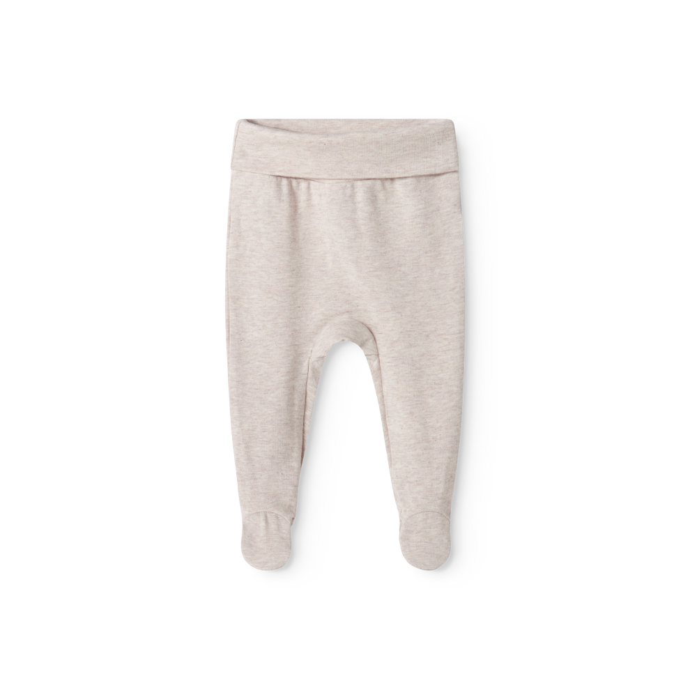 MarMar Copenhagen Piva Footed Pants – Zacht Modal Baby Broekje met Voetjes Biologisch Katoen & TENCEL™ Modal beige melange