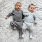 Boxpakje met voetjes - Rubetta Wool Rib - Merinowol - MarMar Copenhagen baby in grey melange grijs