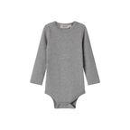 MarMar Copenhagen Plain Body Modal Long Sleeve  Zacht Baby Romper met Lange Mouwen TENCEL™ Modal & Biologisch Katoen  Grey melange grijs