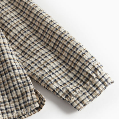 Overhemd top Tokyo - Biologisch katoen - Pilot Navy Check  - Marmar Copenhagen mouw