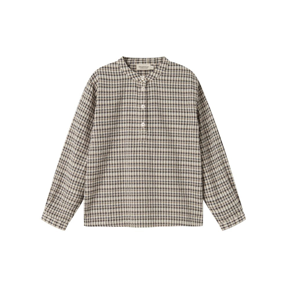 Overhemd top Tokyo - Biologisch katoen - Pilot Navy Check  - Marmar Copenhagen voorkant