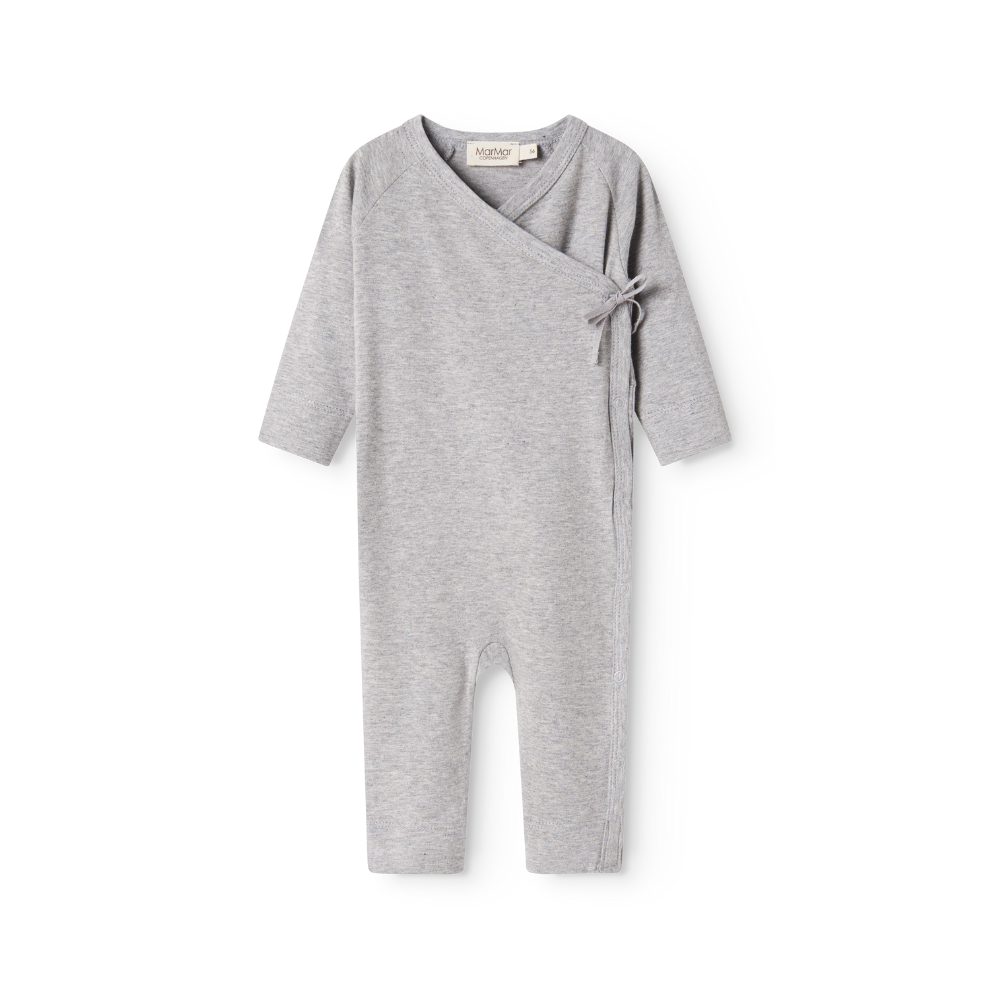 MarMar Copenhagen Rula Modal Overslag Boxpak Zacht Baby Jumpsuit met Wikkelsluiting TENCEL™ Modal & Biologisch Katoen light grey melange grijs