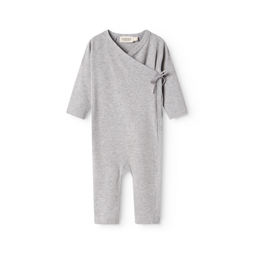 MarMar Copenhagen Rula Modal Wrap Sleeper Soft Baby Jumpsuit with Wrap Closure TENCEL™ Modal & Organic Cotton light grey melange grey
