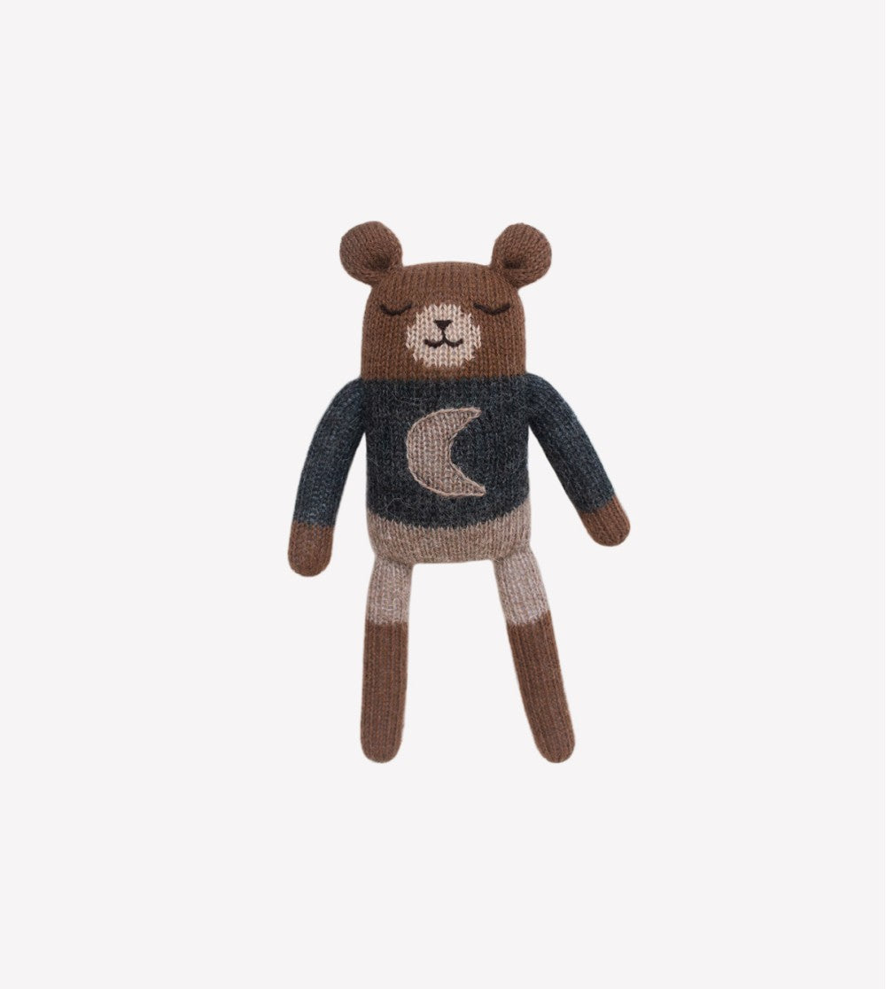 Gebreid knuffelbeertje/Teddy - Midnight - Alpaca wol - Main Sauvage x Organic Zoo