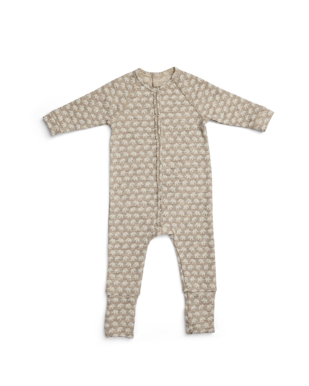 Pyjama / Strampler Elefäntchen - Light Nature Elephants – 100% Merinowolle - SmallStuff