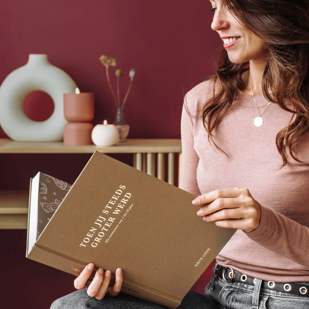 Toen jij steeds groter werd – Livre souvenir d'enfance à compléter de 1 à 10 ans avec souvenirs et étapes clés – Birth Lines
