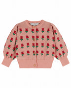 Vestje met bloemetjes - Cardigan Fleur - Biologisch katoen - Roze - Emile et Ida - productfoto