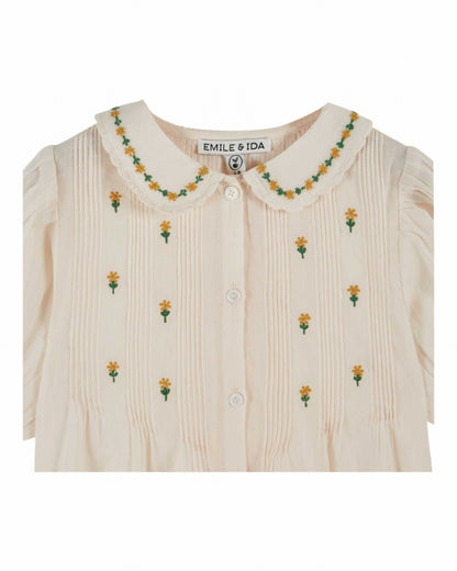 Top Short Sleeve - Blouse Broderie - Organic Cotton - Cream - Emile et Ida