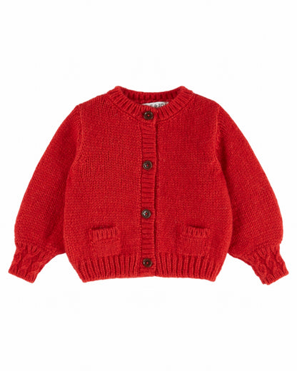 Gebreid vest Cardigan Doudou – Mars/Rood – Merinowol & Mako-katoen – Emile et Ida