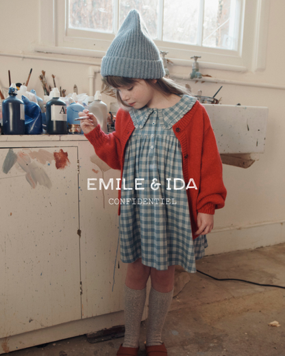Gebreid vest Cardigan Doudou – Mars/Rood – Merinowol & Mako-katoen – Emile et Ida