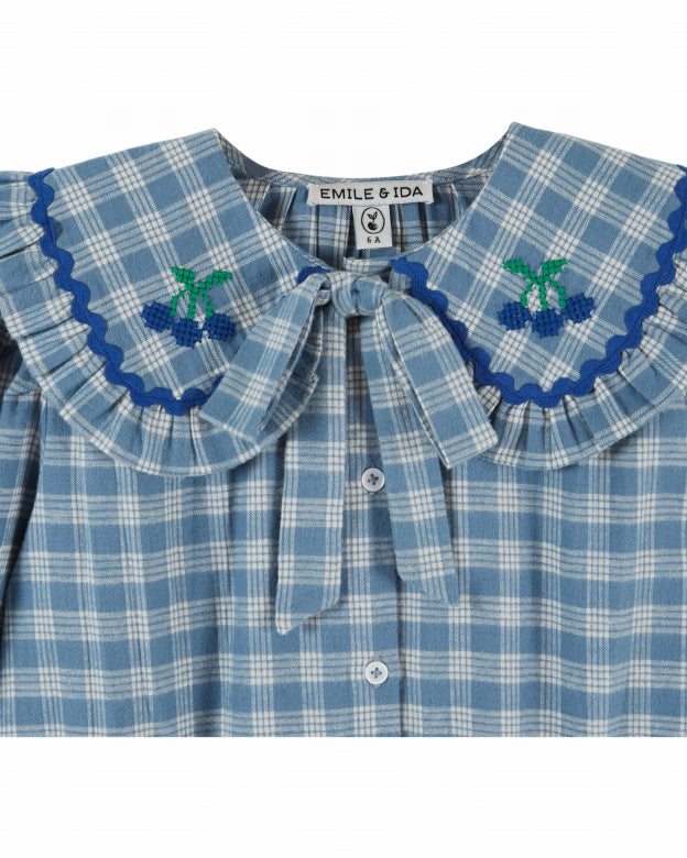 Blouse met kraag en strikdetail – Carreaux Célestine – Emile et Ida