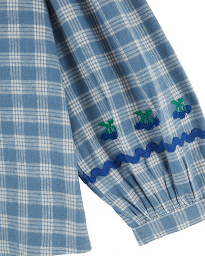 Blouse met kraag en strikdetail – Carreaux Célestine – Emile et Ida