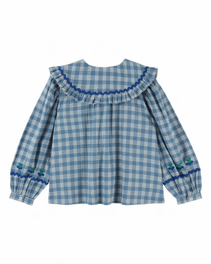 Blouse met kraag en strikdetail – Carreaux Célestine – Emile et Ida