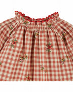 Wijde blouse met ruitprint en bloemenborduursel – Emile et Ida