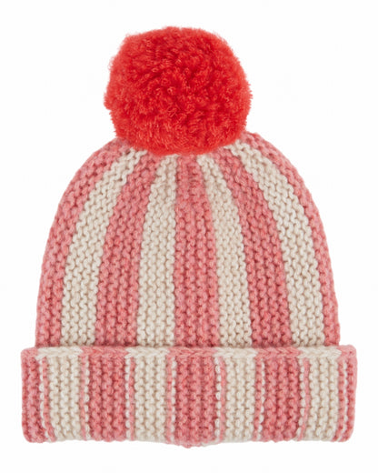 Gestreepte wollen muts met pompon – Olive & Blush – Emile et Ida