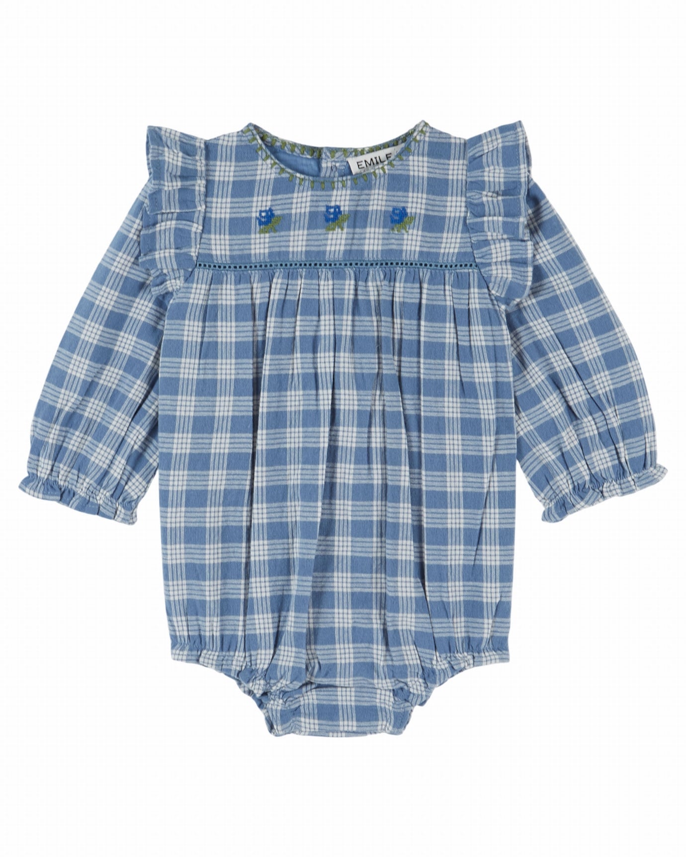 Babyromper met ruches en borduursel - Carreaux Celestine - Emile et Ida - voorkant - afbeelding 2