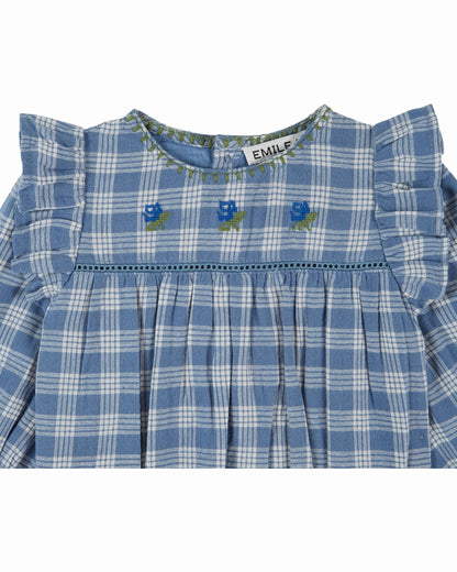 Babyromper met ruches en borduursel – Carreaux Celestine – Emile et Ida