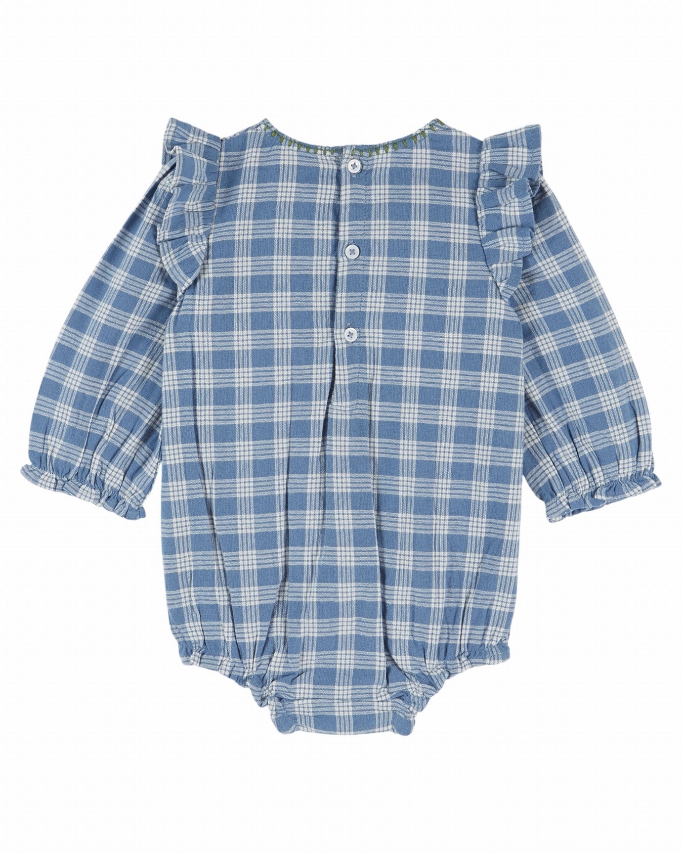 Babyromper met ruches en borduursel – Carreaux Celestine – Emile et Ida