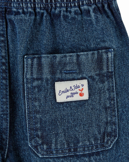 Soepele denim broek met elastische taille – Donkerblauw – Pantalon Garcon - Emile et Ida