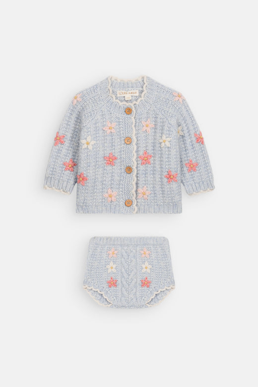 Top Bottom Mony – Gebreide Babyset Lichtblauw – Tencel & Alpaca Blend – Louise Misha